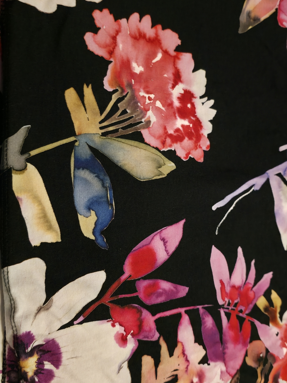 4/$97 Deal! Frank Lyman Design Black Floral Bell-Sleeve Dress with Pink & Purple - Picture 12 of 16
